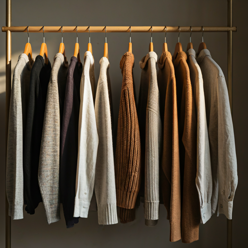 Second-hand clothing on display at THRIFT. thrift shop in Ādaži.