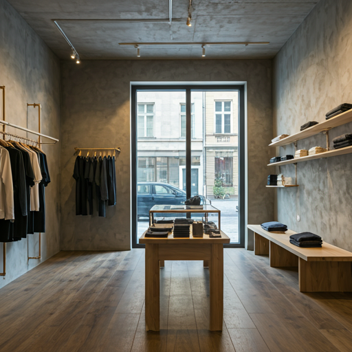 THRIFT. lietoto apģērbu veikala interjers Ādažos.